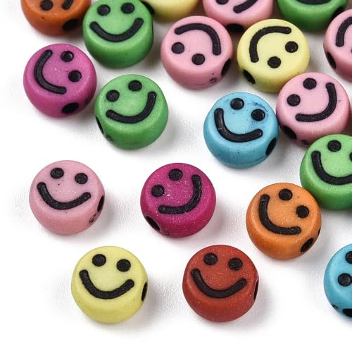 1000 Perlen Happy lachendes Gesicht Mix 7mm (Mix bunt schwarz #17)