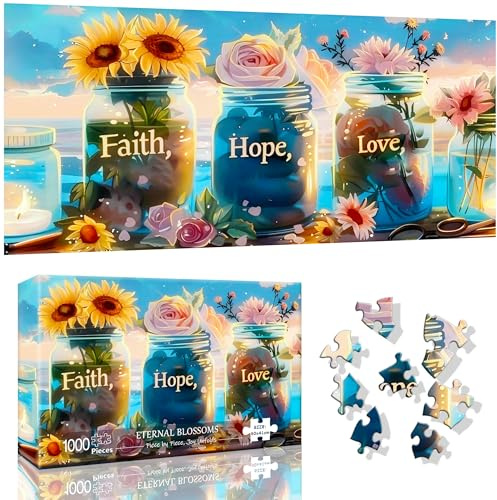 VAIIEYO Flower Jigsaw Puzzles for Adults 1000, Vase Jigsaw Puzzles, Flower Puzzles for Adults, Fun & Challenging Colorful Puzzles, Family Time, Finished Size 41 x 80 cm
