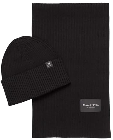 Marc O'Polo Mütze Schal Knitted Hat and Scarf Set Black schwarz