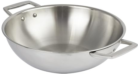 Cristel - Wok en inox à 2 anses fixes, Ø 28 cm, CASTEL PRO 5 PLY (Ø38 cm)