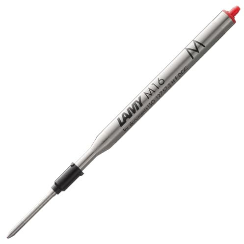 LAMY M16 Kugelschreiber-Großraummine aus Metall - Original Ersatzmine für alle Lamy Kugelschreiber Modelle - dokumentenecht - Strichbreite Mittel in Tintenfarbe rot