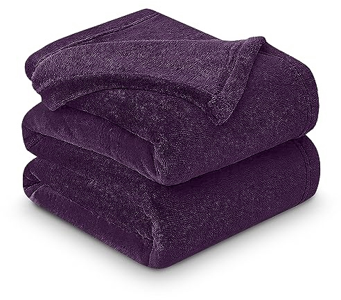 Gaveno Cavailia Super Soft Faux Fur Fleece Plain Throw Blanket, Aubergine, Single, 127 x 152 cm