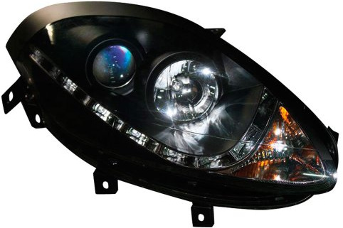 AutoStyle Satz Scheinwerfer TFL-Look passgenau | kompatibel mit Fiat Bravo 2007- - Schwarz