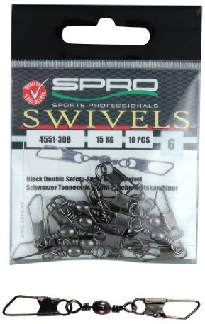 Spro Swivels Barrel Double Safety Snap Größe 10 Wirbel Swivel Swivels Angelwirbel Doppelwirbel