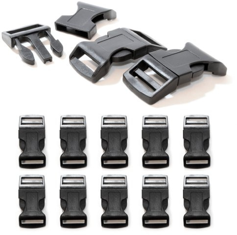 Ganzoo Steckschnalle Klickverschluss aus Kunststoff, Allzweckverschluss für Paracord-Projekte, Armband, Hundehalsband, Gürtel, Gurte, Kordeln, Rucksack, schwarz, 10er Set, Schlitz 26 x 6 mm