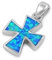 Sterling Silber Blau Opal Kreuz Halskette (kommt mit eine 45 cm Kette)