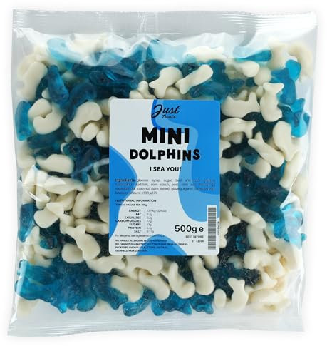 Just Treats Dolphins Mini Blue and White (500g Share Bag)