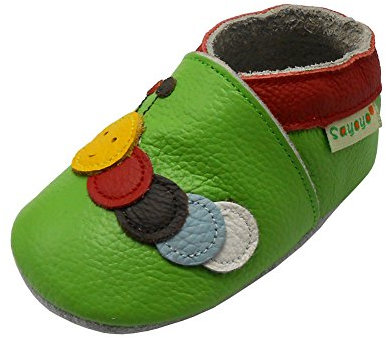 SAYOYO Caterpillars WeichesLeder Lauflernschuhe Krabbelschuhe Babyschuhe,24-36 Monate,XXL Grün