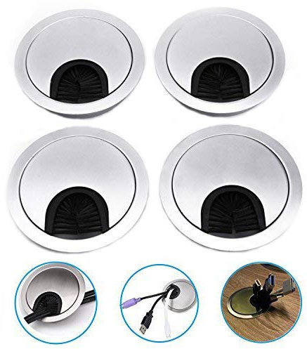 Dproptel 4 Stücken Kabeldurchlass Kabeldose Kabeldurchführung Edelstahl 60mm Kabelführung für geordneten Schreibtisch Büromöbel