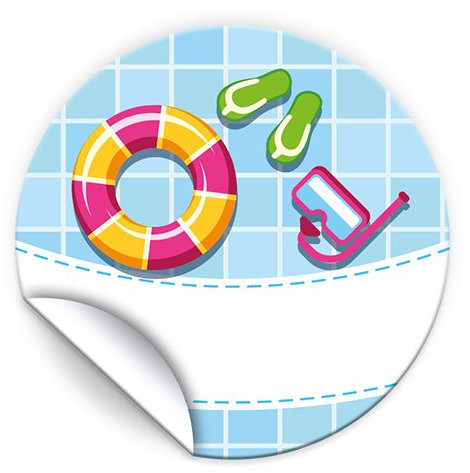 24 Aufkleber Schwimmbad für Geschenkverpackung/Sticker für Verpackung von Gastgeschenk Mitgebsel/Kindergeburtstag/Party-Deko