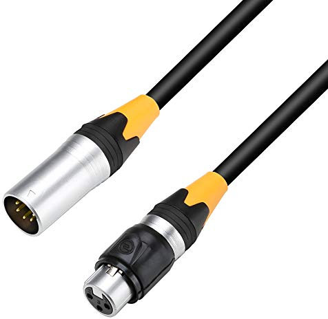 Adam Hall Cables 4 STAR DGF 0020 IP65 - Adapter DMX Kabel, 3-Pol XLR female auf 5-Pol XLR male, schwarz, 0,2m