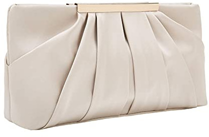 CHARMING TAILOR Clutch Evening Bag Elegant Pleated Satin Clutch Formal Party Handbag Classy Purse for Women (Champagne)