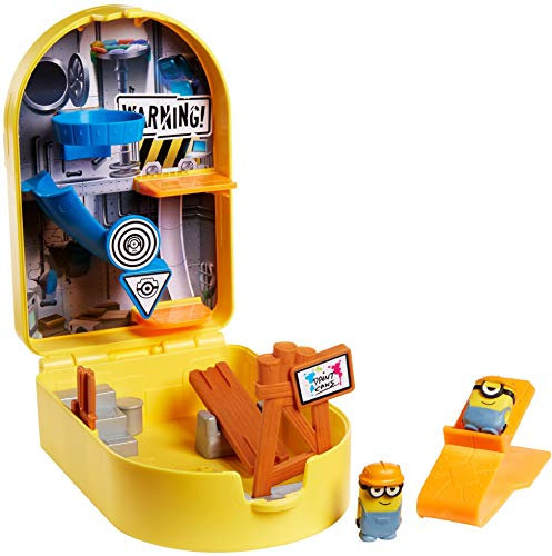 MINIONS GMD86 - Juego diseño de Minion con Texto en alemán Auf Der Suche Nach Dem Mini-Boss Splat 'EMS Baustelle Spielset, 2 mit Deluxe Starter und Haftzielscheiben,