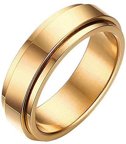 HIJONES Schmuck Unisex Edelstahl LGBT Homosexuell Lesben Stolz Spinner Gold Ring Größe 50