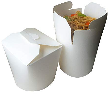 50 X 16oz, 26oz, 32oz, Kraft. White Takeaway Noodle Boxes. Round to Go Biodegradable Box (16oz White Noodle Box)