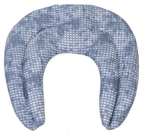 Johanniskern Körner-Nackenhörnchen mit Kammern used-look grau-blau. Nackenkissen. Wärmekissen für Nacken