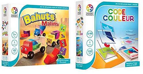 Smartgames - SG 035 FR - Bahuts Malins - Jeu de Réflexion de Logique et d'Encastrement & SG 090 FR - Jeu de réflexion - Tangram en 3D - Code Couleur