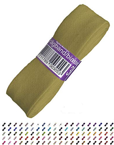 Sandras-Bastelladen Schrägband/Einfassband Baumwolle Uni gefalzt 3m x 20mm 522-Olivgrün