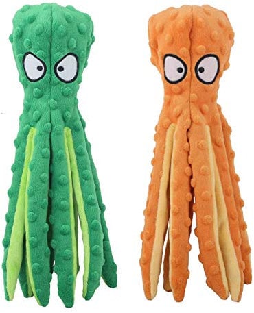 CPYOSN Hunde-Quietschspielzeug Krake, kein stopfendes Crinkle-Plüsch-Hundespielzeug für das von Welpen, langlebiges interaktives Hundekauspielzeug für das Kleiner und mittlerer Hunde