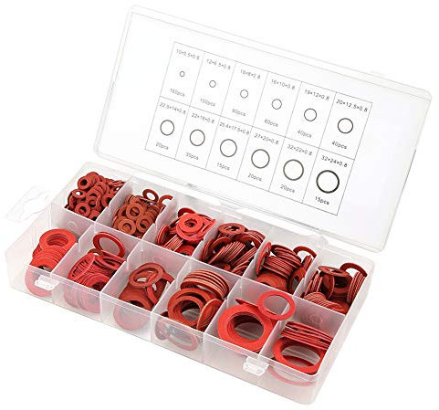 Rondelle in Fibra, 600 Pezzi 12 Misure Rondelle Piatte in Fibra Di Carta Acciaio, Guarnizioni in Fibra, Assortimento Di Distanziatori Isolanti Kit Con Scatola, Guarnizioni Idrauliche