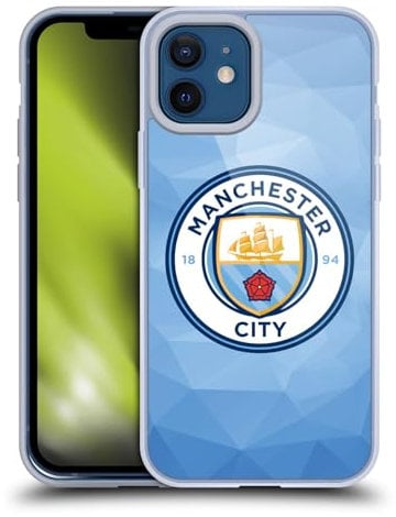 Head Case Designs Officially Licensed Manchester City Man City FC Blue Full Colour Badge Geometric Soft Gel Case Compatible With Apple iPhone 12 / iPhone 12 Pro