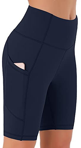 Persit Kurze Sporthose Damen, High Waist Radlerhose Sport Shorts Sommer Laufhose Marineblau M