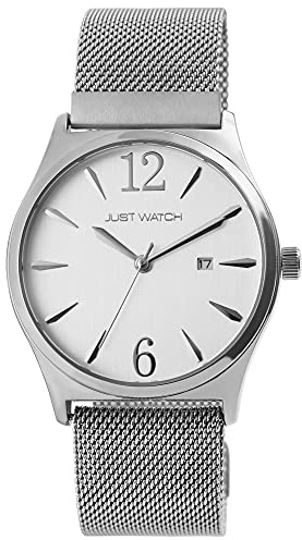 Just Watch Lovelyn Unisex-Uhr Meshband Edelstahl Datum Analog Quarz JW20141 (silberfarbig)
