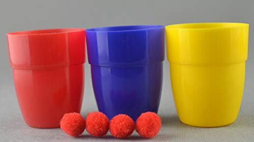 SUMAG Magic Tricks Chop Cup Three Cups and Three Balls in Plastic material(small size) Close Up Gimmick Props Comedy Classic Toy