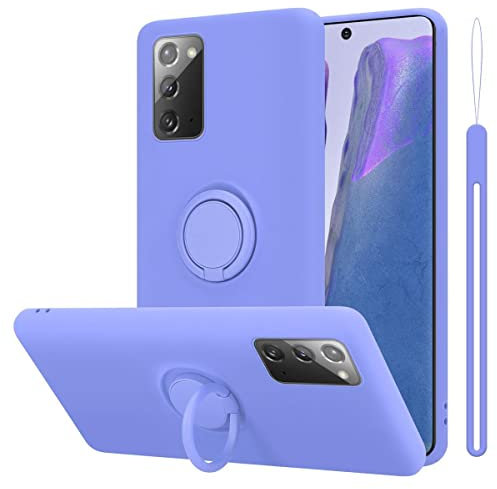 cadorabo Coque Compatible avec Samsung Galaxy Note 20 en Liquid Light Purple - Etui pour Téléphone Portable en Silicone TPU Souple avec Anneau - Coque en Silicone Ultra Slim Soft Back Cover Case
