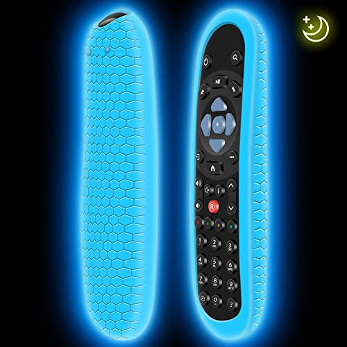 Schutzhülle für Sky Q Fernbedienung EC101/Non-Touch/Touch Original Smart TV Ersatz Fernbedienungen Silikon Hülle Cover Case Anti-Rutsch für Sky Q/Silber/Mini Box/Sky Glass Remote Control (Glow Blue)