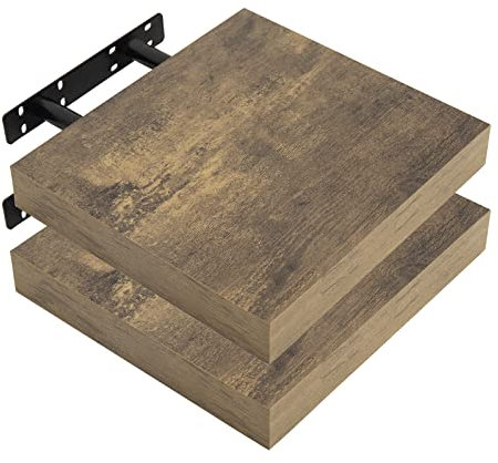 WOLTU 2X Wandregal Wandboard Bücherregal Regale für Deko Wandablagen aus MDF Holz, 2er Set Hängeregal Vintagebraun, 25x22,9x3,8cm RG9365hov-2