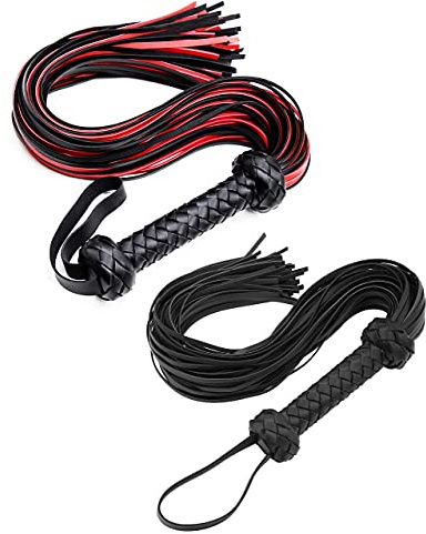 Whips Floggers Adult Play, Sex Flogger Red 30 and Adult Black 30 Set, BDSM for Spanking Sex