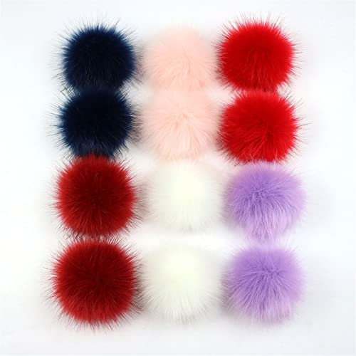 pompons 12pcs 8cm faux Hirball Hat Ball Fur Pompom Fake Fox Hat Ball Pom Pom avec élastique DIY Accessoires de vêtements à main fait à la main pompons arts et métiers ( Color : M , Size : One size )