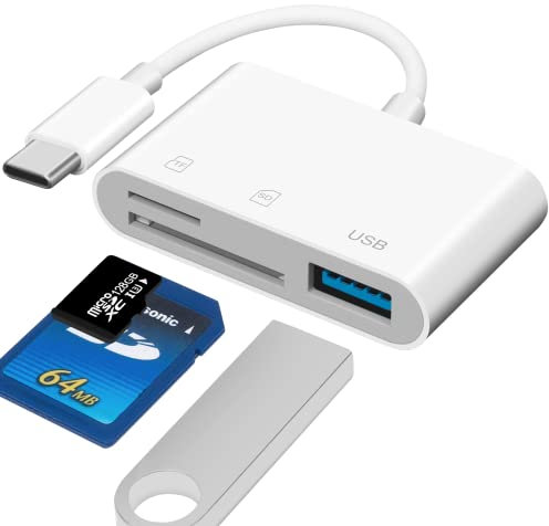 Lecteur de Carte USB C 3 en 1 - Micro SD TF Mémoire Compatible Avec Pad Pro, Chromebook, XPS, Galaxy S10/S9 et Plus d'Appareils