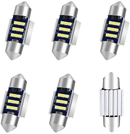 JEFLYM 6 Pcs Soffitte Birne 31MM, 600 Lumen 3 Watt Girlandenbirne,9-28V DC Birne Leselampe am Bett,Für Innen Lichter etc(Weiß)