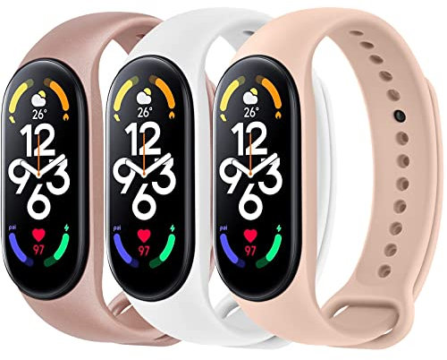 Wanme Silicone Bracelet Compatible avec Xiaomi Mi Band 7, Bracelet de Remplacement en Silicone Réglable pour Xiaomi Mi Band 7