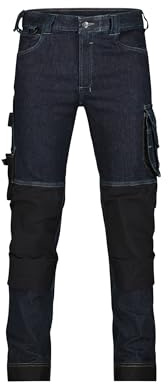 DASSY® Kyoto Stretch-Arbeitsjeans mit Kniepolstertaschen - Größe 50 - JEANSBLAU/SCHWARZ