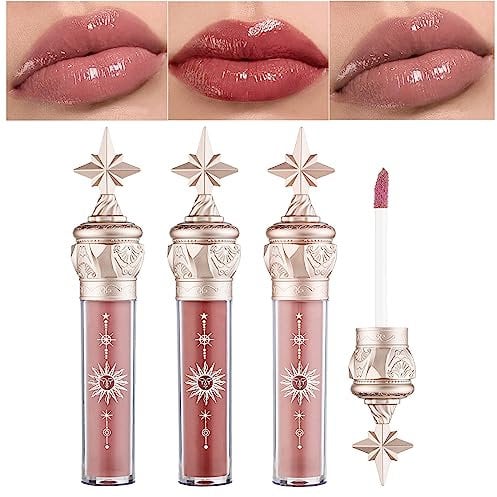Tinted Lip Balm, 3PC Lipstick Lipgloss Waterproof Long Lasting Lipstick for Lip Plumper Gloss And Makeup,Liquid Blush Lip Tint Gift (Blushing Cinnamon, Milky Peachy Pink, Oat-Semi-Sheer)