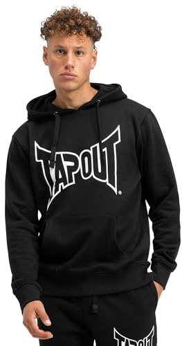 Tapout Herren Kapuzensweatshirt Lifestyle Basic Hoodie Normale Passform, Black/White, L