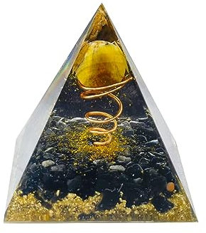 VMDEKK Moonstone Crystal Orgone Pyramid Crystal Energy Tower Nature Strawberry Quartz Reiki Chakra Crushed Stone Flower of Life Crystal Orgonite Pyramid Healing Crystal Gift for Friend