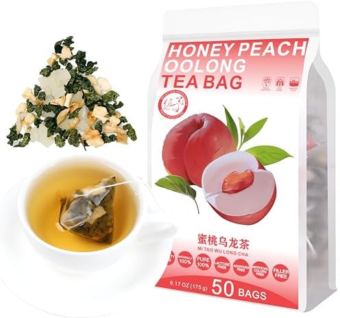 Plant Gift 50 cups Honey Peach Oolong Tea Bag (蜜桃乌龙茶 MI TAO WU LONG CHA) Dried Peach, Dried Apple, Oolong Tea 6.17oz (3.5g*50bags / 175g) Combination of Floral Tea