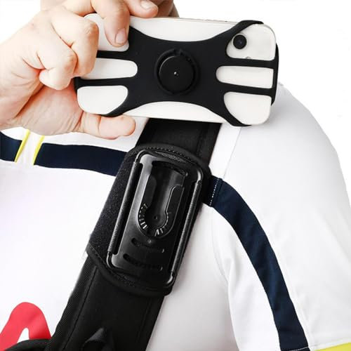 Tongdejing Support de téléphone pour sangle de sac à dos, support de fixation pour téléphone, rotatif à 360° et ceinture amovible, support de téléphone universel pour téléphone portable de 11,4 à 17,8