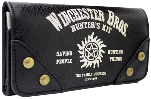 Super Natural Winchester Bros Jäger-Set Portemonnaie Dreifach Münztasche & Kartenhalter, Schwarz