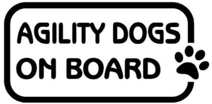 14.2CMx7CM AGILITY DOGS ON BOARD Car Sticker Decal Paw Print Schwarz/Silber Auto Stoßstange WC Kühlschrank, Wand, Tür, Motorrad Elektro-Fahrrad-Aufkleber Dekorative Aufkleber