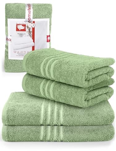 DecoHomeTextil Handtuch-Set 2 Handtücher 50 x 100 cm, 2 Badetücher 70 x 140 cm in Salbeigrün aus 100% Baumwolle, hochwertig, kuschelweich und saugstark