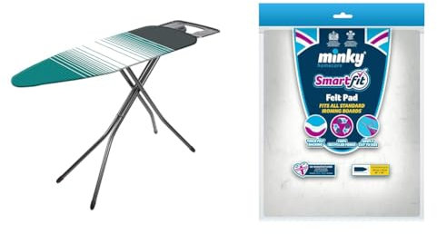 Minky Extra Wide Large Ironing Board with Steam Generator Iron Compatible Rest, HH40707103K, Black & Thick Felt Pad, White, Large
