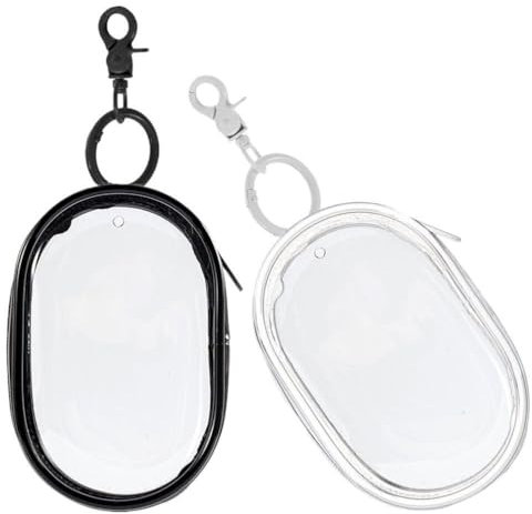 Uonlytech Clear Figure Display Bag with Keychain, 2Pcs Portable Small Doll Storage Bag Hanging Blind Boxes Organizer Zipper Closure Dustproof Collectibles Display Case for Showing Off