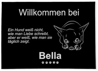 fotobar Personalisierte Fußmatte mit Chihuahua schwarz 70 x 50 cm