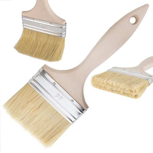 5X Flachpinsel 90 mm | Lackierpinsel & Lasurpinsel | Profi-Qualität | Synthetik-/Naturborsten | Holzgriff | für Lacke & Lasuren (5 Stück, 90mm)