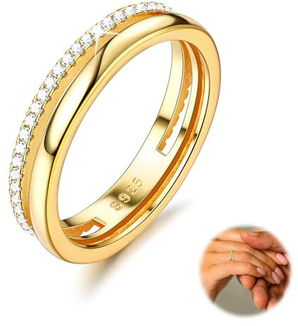 YADOCA Ring Silber 925 Damen Verlobungsring Eheringe Engagement Ringe Frauen Daumenring Einfache Band Gold Ring für Damen Schmuck Geschenke für Frauen Größe 49